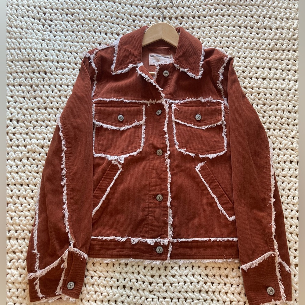 Free People Heartland Workwear Corduroy Jacket Distressed